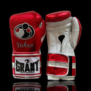 Grant Red/White/Silver  Leather Boxing Gloves Custom Fit Training