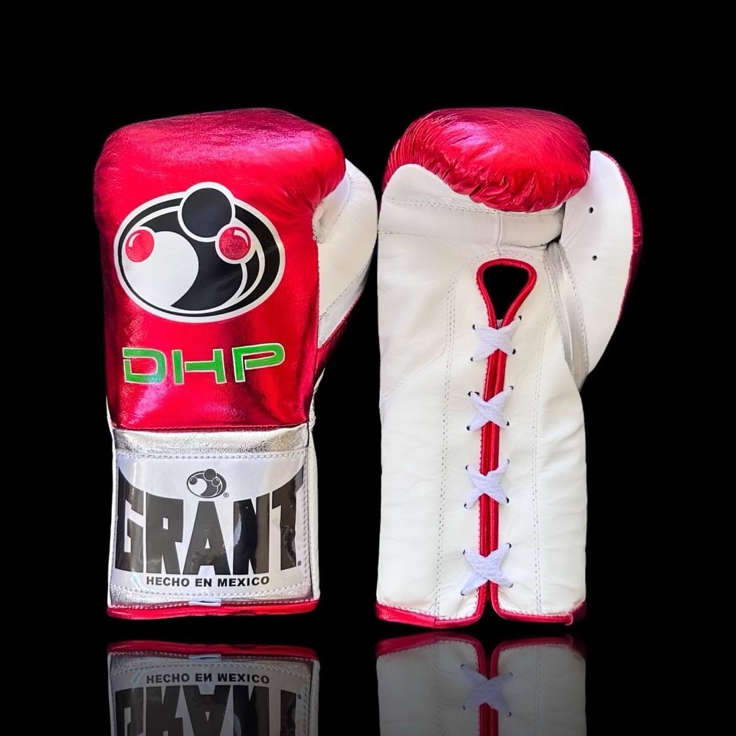 Grant Red/White/Silver Leather Boxing Gloves Classic Design Pair