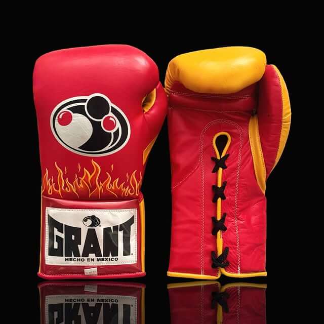 Grant Red/Yellow Leather Boxing Gloves Heavy Duty Training Pair