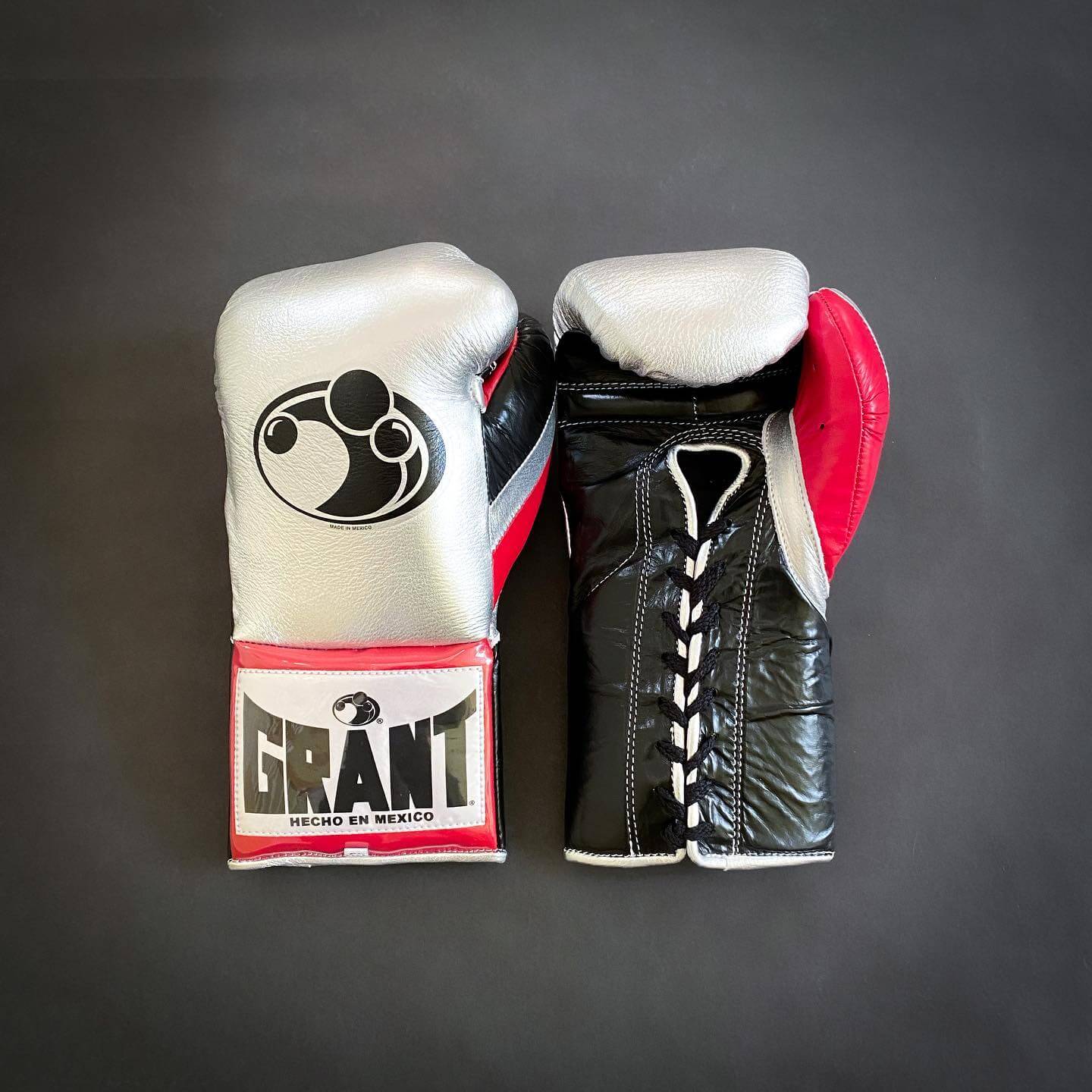 Grant Silver/Black/Red 14oz Boxing Gloves High Quality Gym Gloves