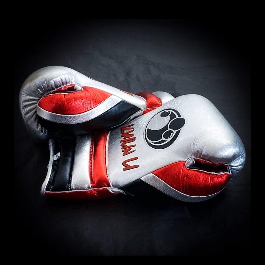 Grant Silver/Red/Black Boxing Gloves Custom Fit Gym Training Thumb View