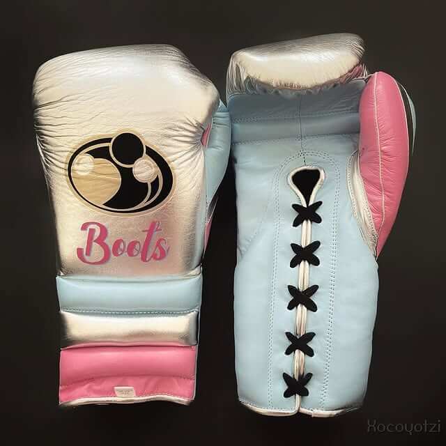Grant Silver/Sky-Blue/Pink Boxing Gloves 14oz Premium Training Gloves