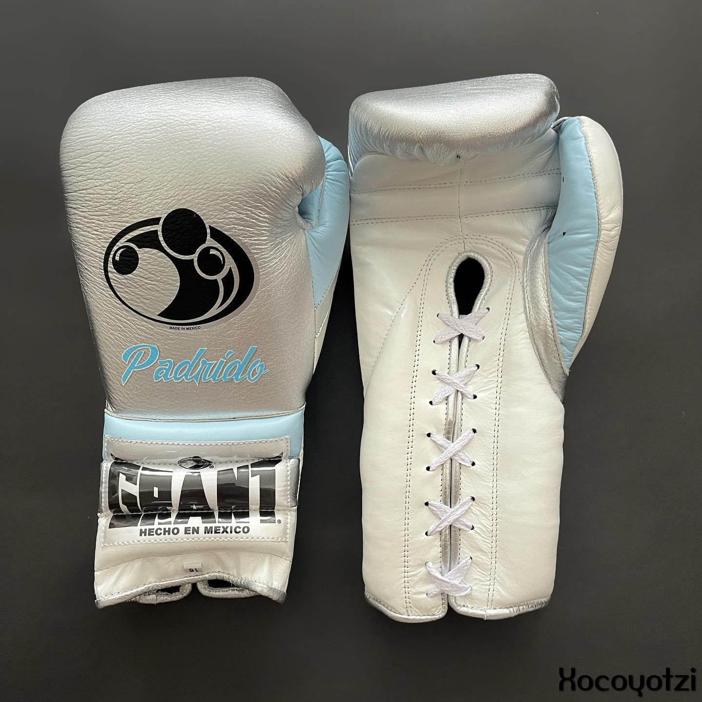 Grant Silver/White/Sky-Blue Boxing Gloves Premium Quality Training
