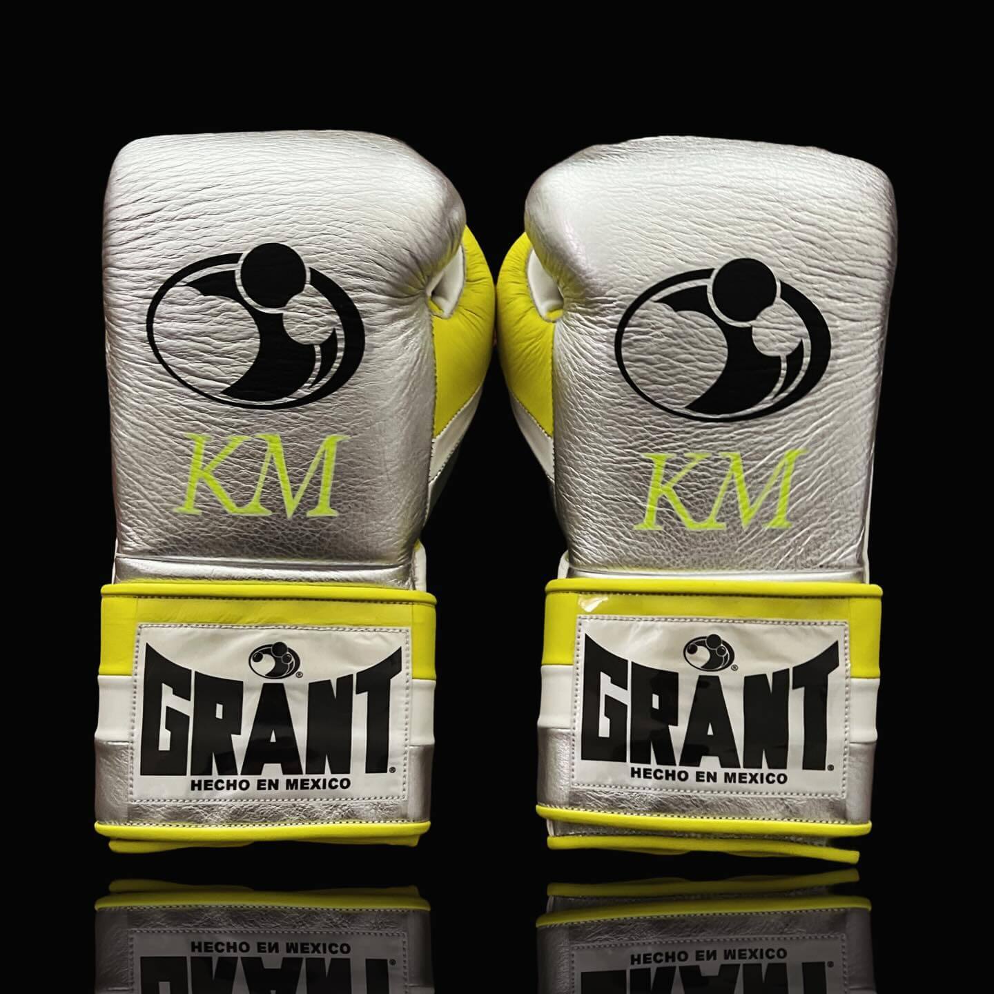 Grant Silver/White/Yellow Boxing Gloves Women Fitness Training Gloves Back View