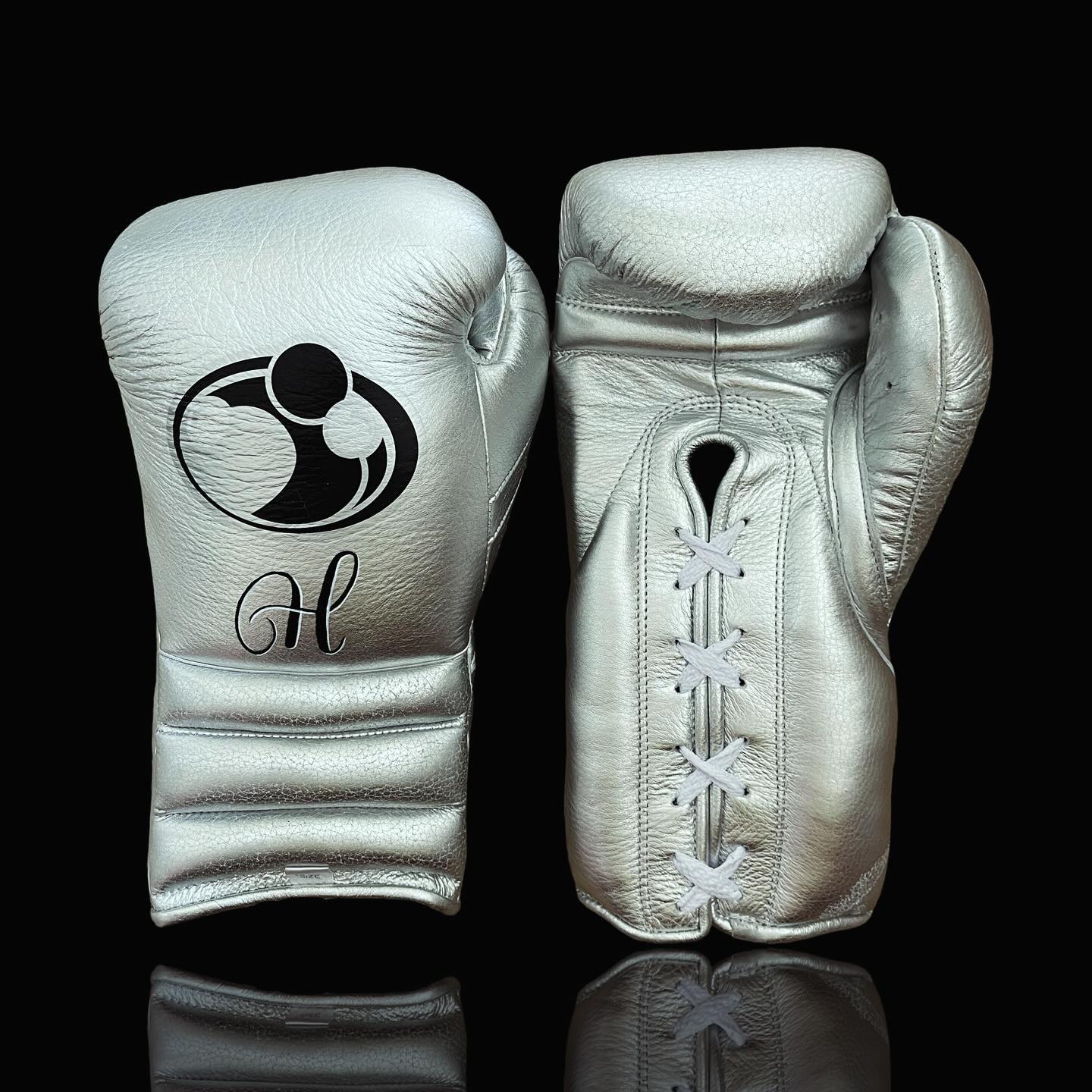 Grant Silver Leather Boxing Gloves Heavy Duty Training Pair