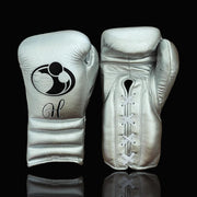 Grant Silver Leather Boxing Gloves Heavy Duty Training Pair