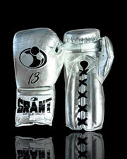 Grant Boxing Gloves Silver on Hands Training Action Shot