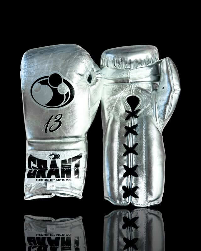 Grant Boxing Gloves Silver on Hands Training Action Shot