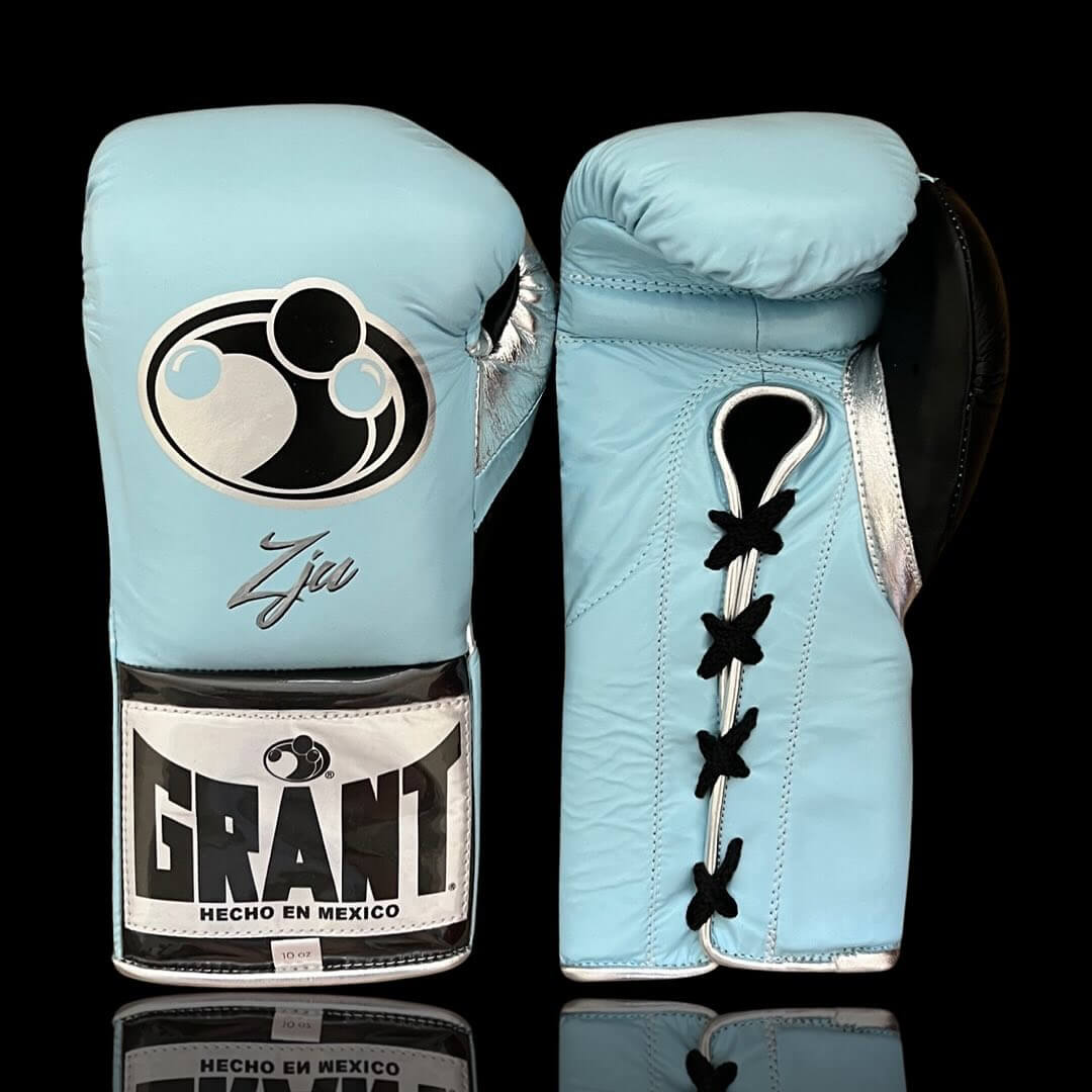 Grant Sky-Blue/Black/Silver Boxing Gloves Custom Fit Gym Training