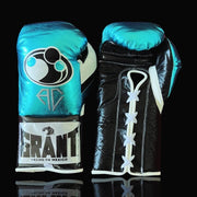 Grant Boxing Gloves Sky-Blue/Black/White 14oz Leather Training Gloves