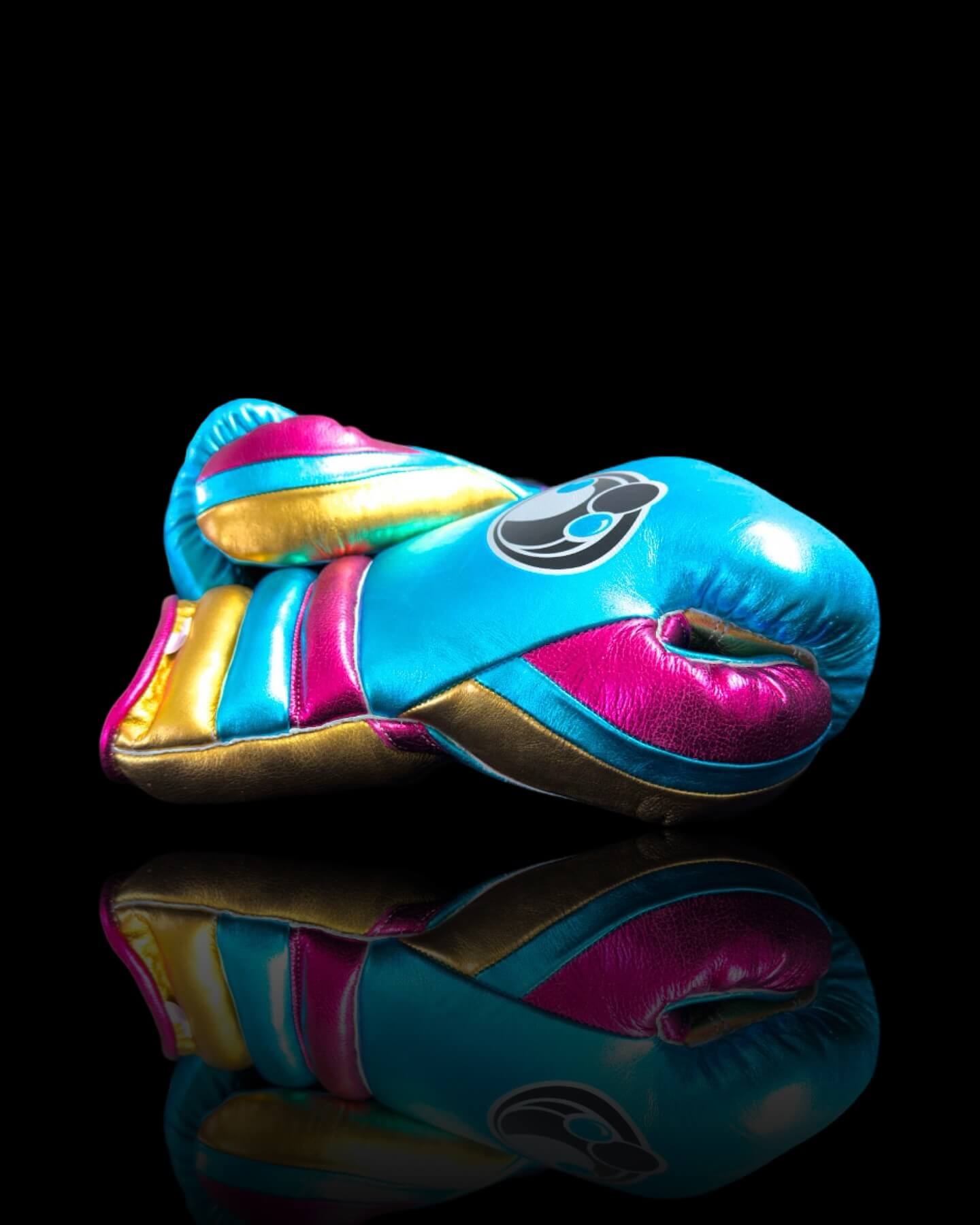 Grant Sky-Blue/Gold/Pink Boxing Gloves 14oz Premium Training Gloves Thumb View