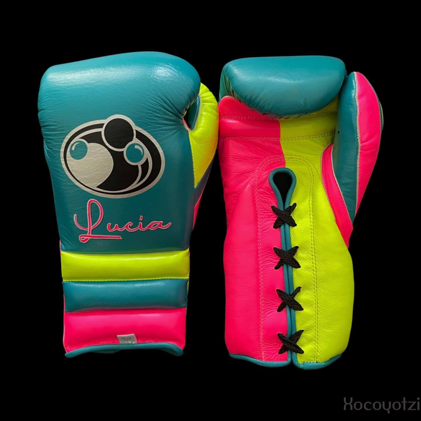 Grant Teal/Yellow/Pink Boxing Gloves Premium Quality Training