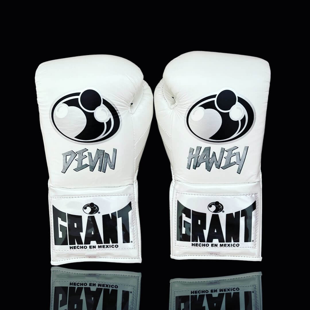 Grant White 14oz Boxing Gloves High Quality Gym Gloves Back View