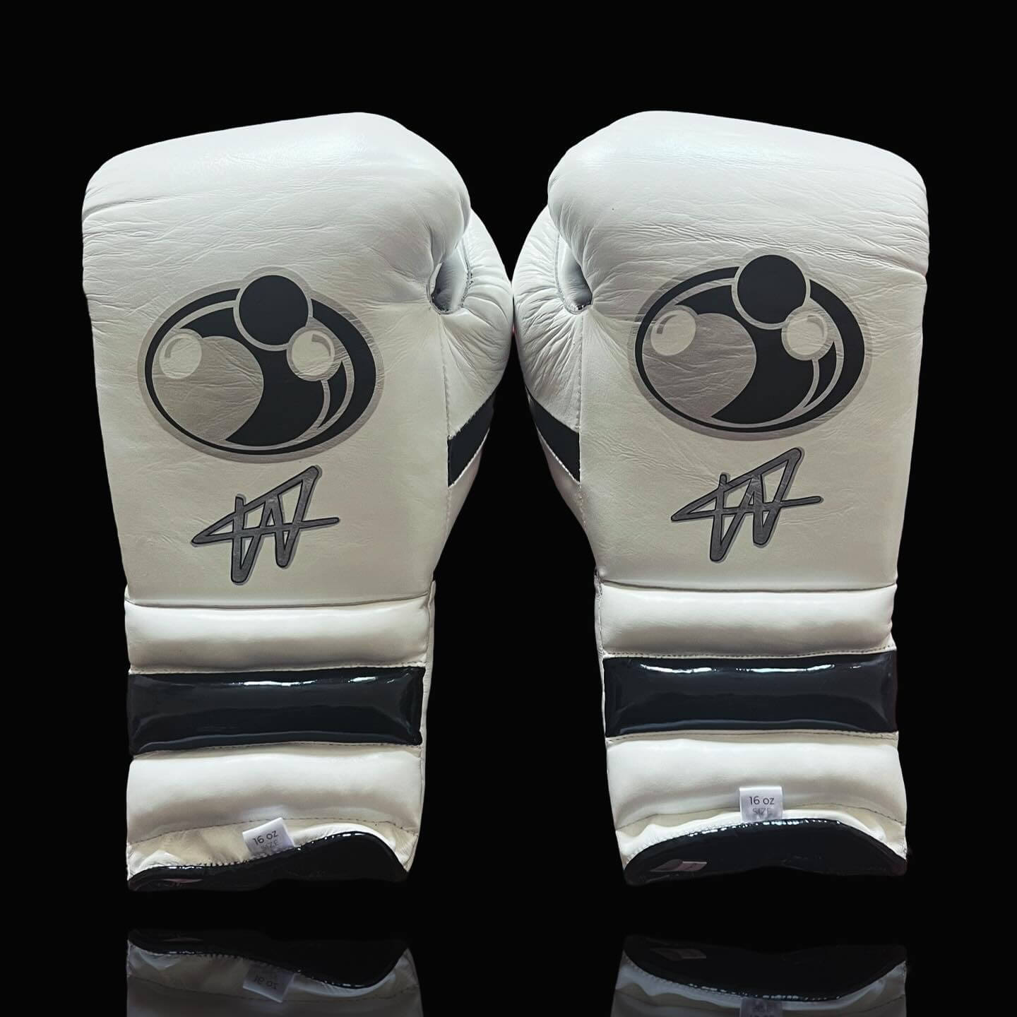 Grant White/Black Full View Leather Boxing Gloves Back View