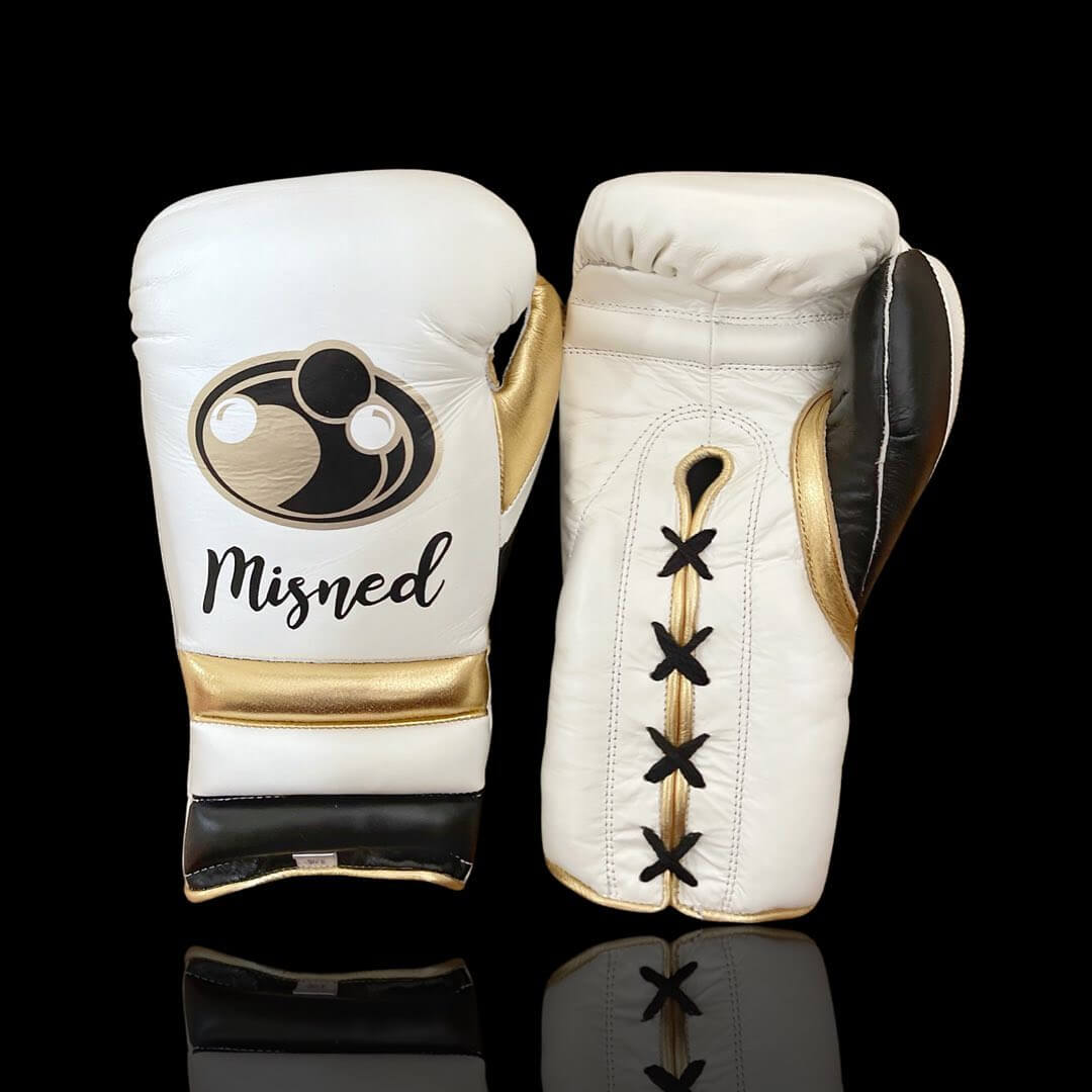 Grant White/Black/Gold Boxing Gloves Premium Leather Training Pair