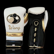 Grant White/Black/Gold Leather Boxing Gloves Heavy Duty Training Pair