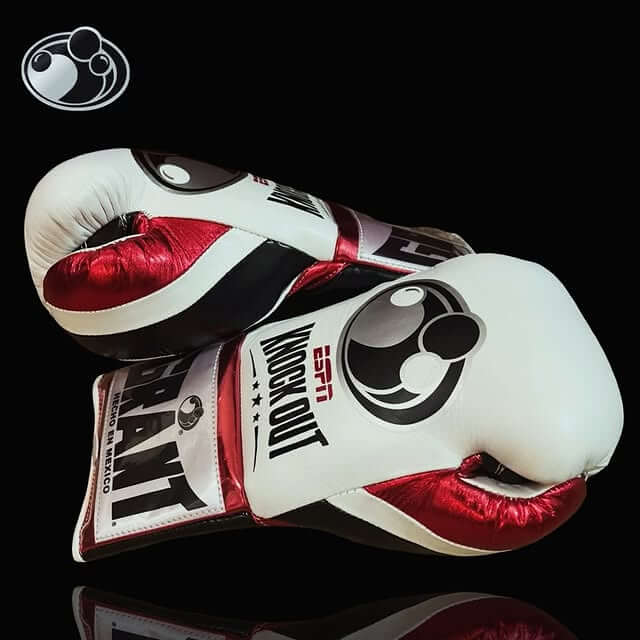 Grant White/Black/Red  Boxing Gloves 14oz Premium Training Gloves Thumb View