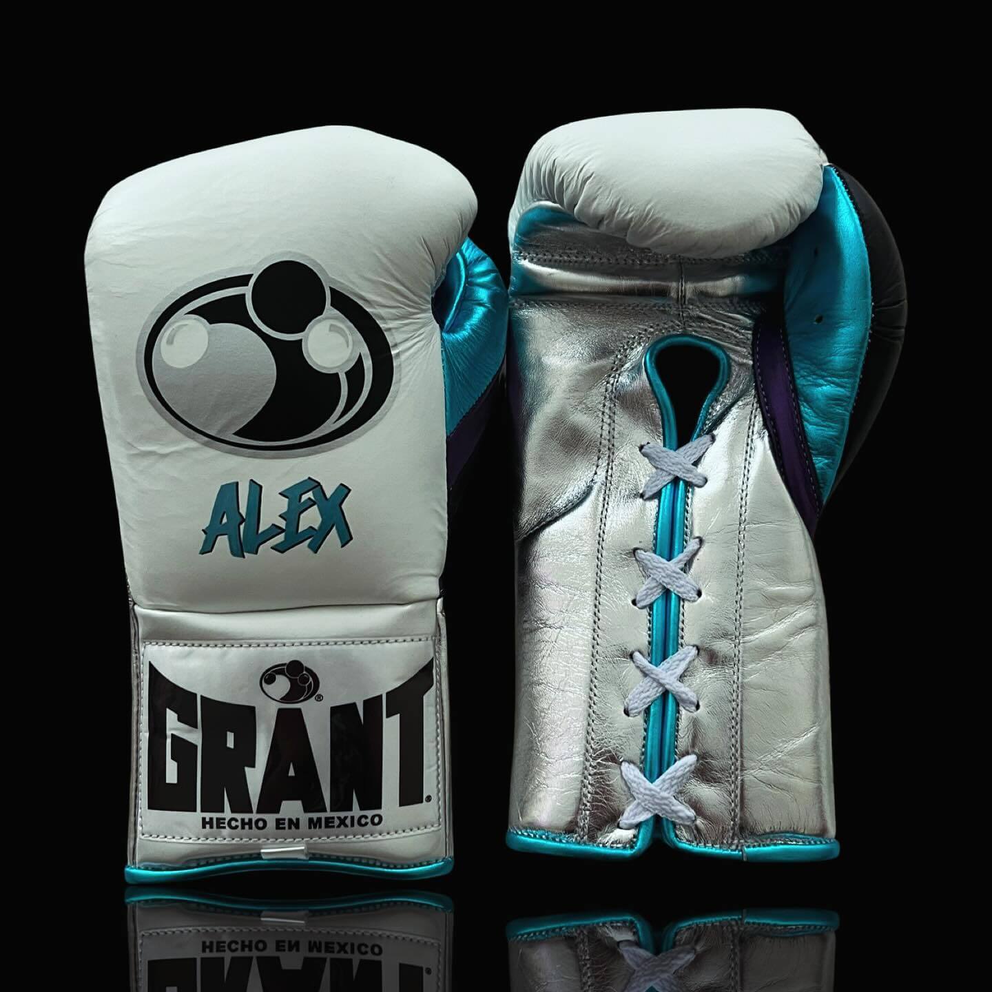 Grant White/Blue/Black Boxing Gloves Premium Leather Training Pair