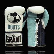 Grant White/Blue/Black Boxing Gloves Premium Leather Training Pair