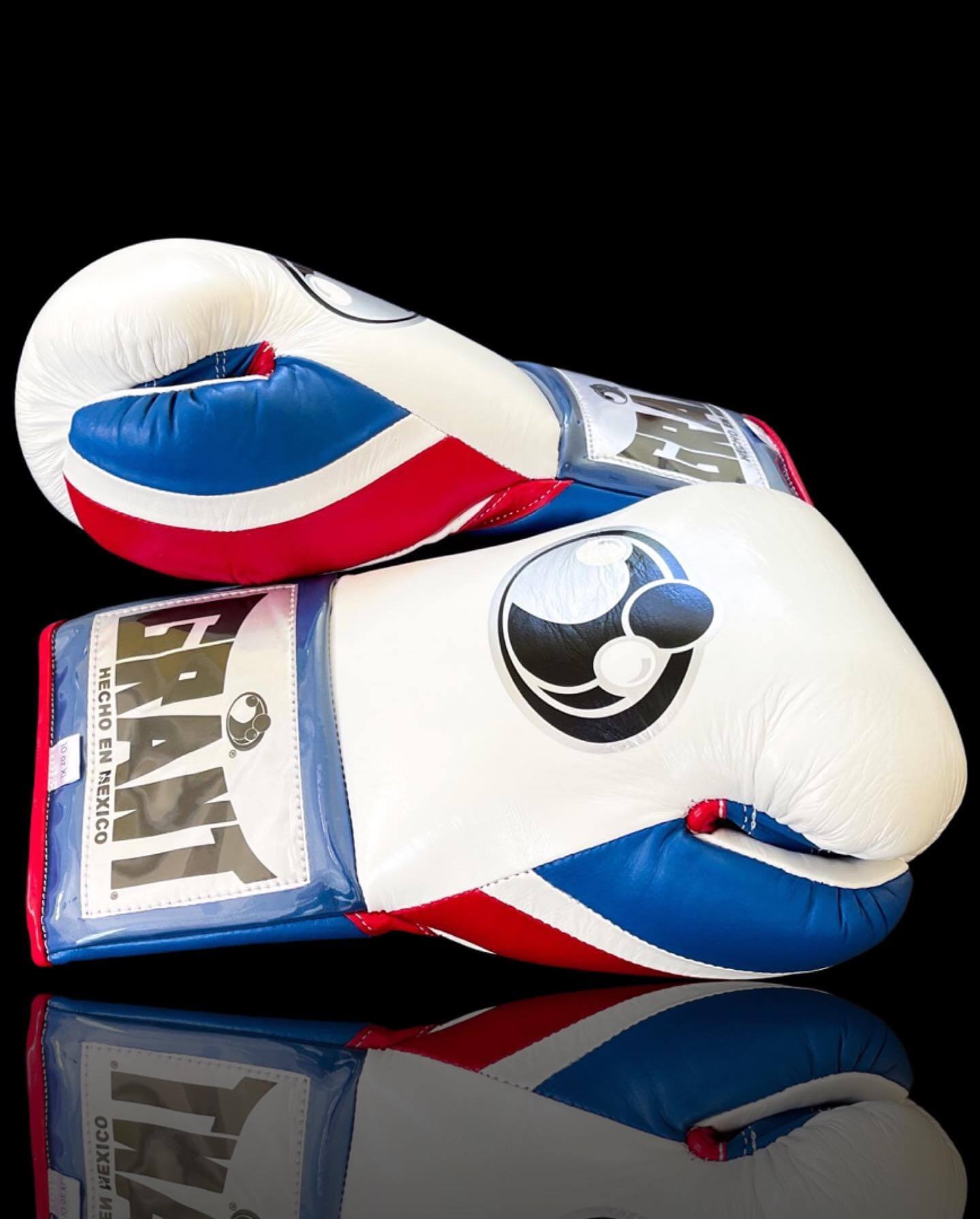 Grant White/Blue/Red Boxing Gloves 14oz Premium Training Gloves Thumb View