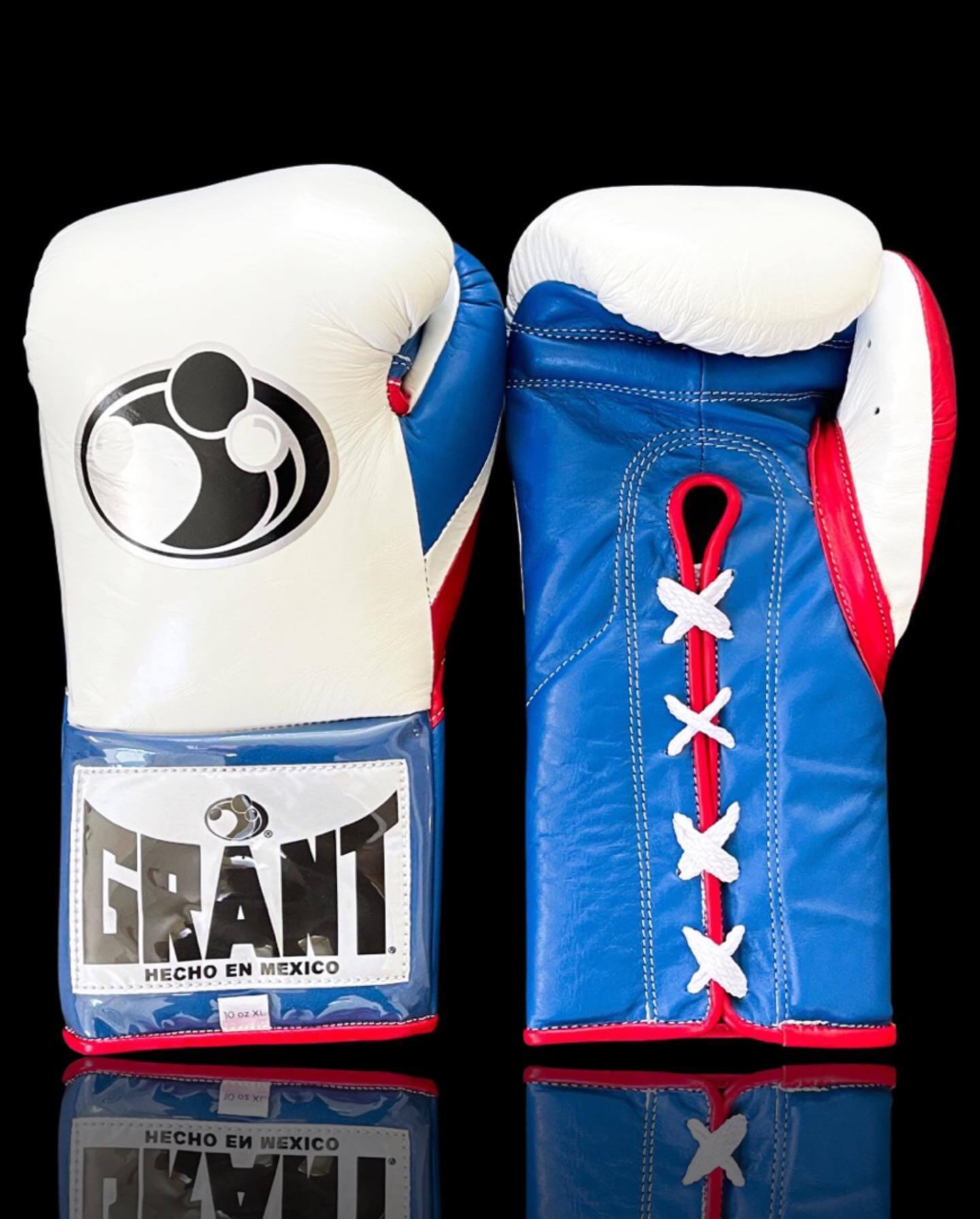 Grant White/Blue/Red Boxing Gloves 14oz Premium Training Gloves