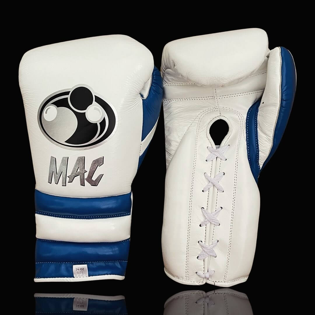Grant White/Blue Full View Leather Boxing Gloves