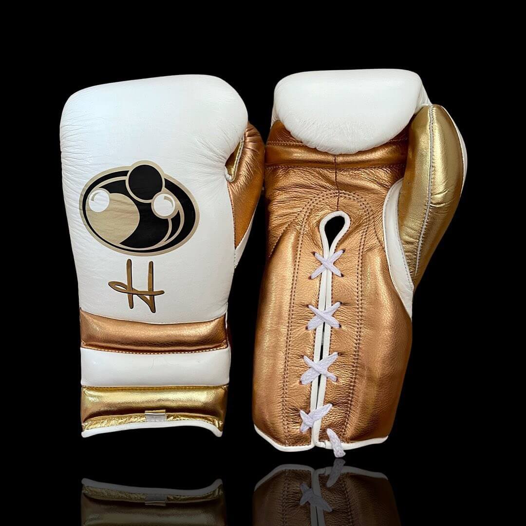 Grant Boxing Gloves White/Copper/Gold 14oz Leather Training Gloves