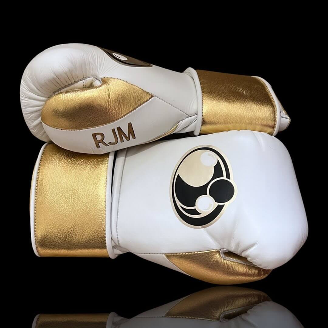 Grant White/Gold Boxing Gloves Beginner Friendly Training Gloves Thumb View