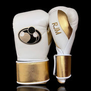 Grant White/Gold Boxing Gloves Beginner Friendly Training Gloves