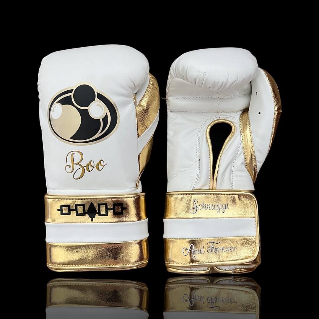 Grant White/Gold Boxing Gloves Custom Fit Gym Training