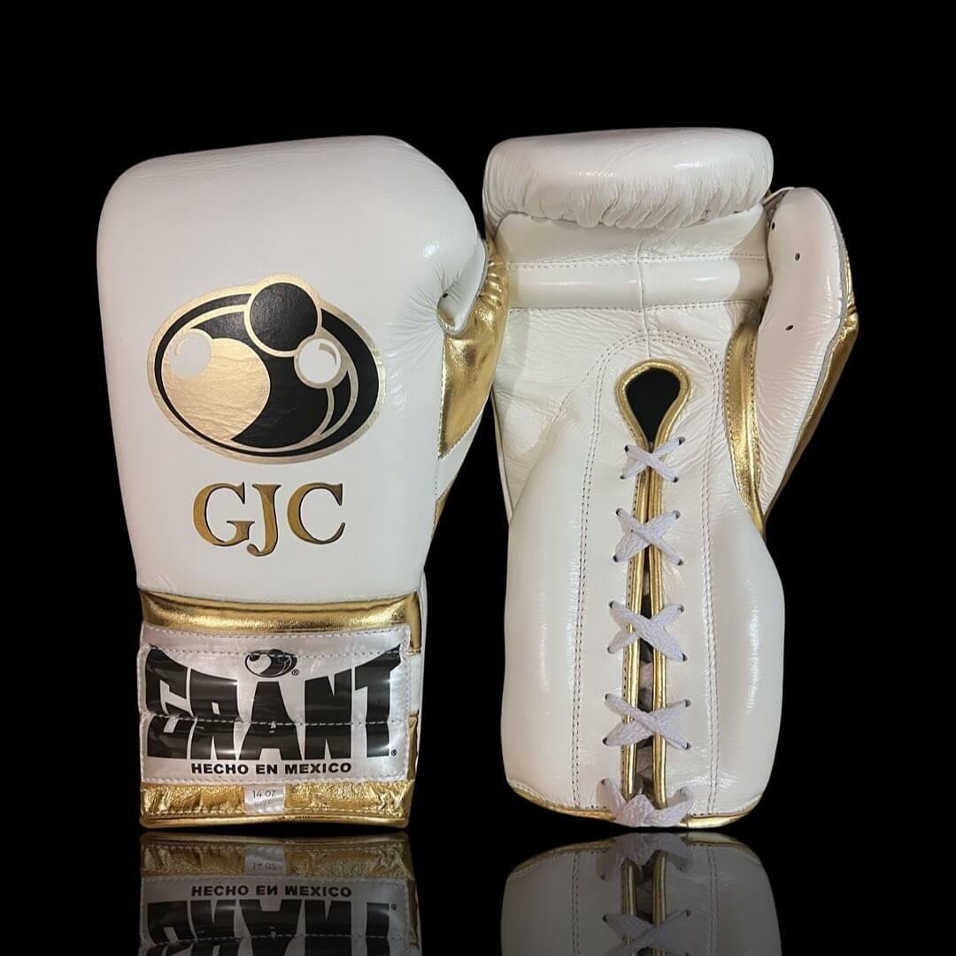 Grant Boxing Gloves White/Gold 14oz Leather Training Gloves