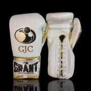 Grant Boxing Gloves White/Gold 14oz Leather Training Gloves