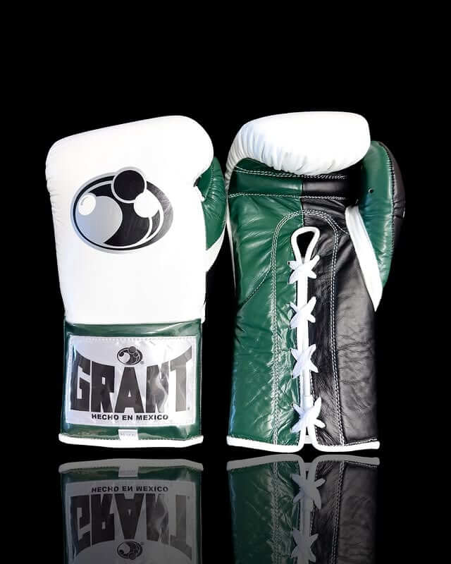 Grant White/Green/Black Boxing Gloves Premium Leather Training Pair