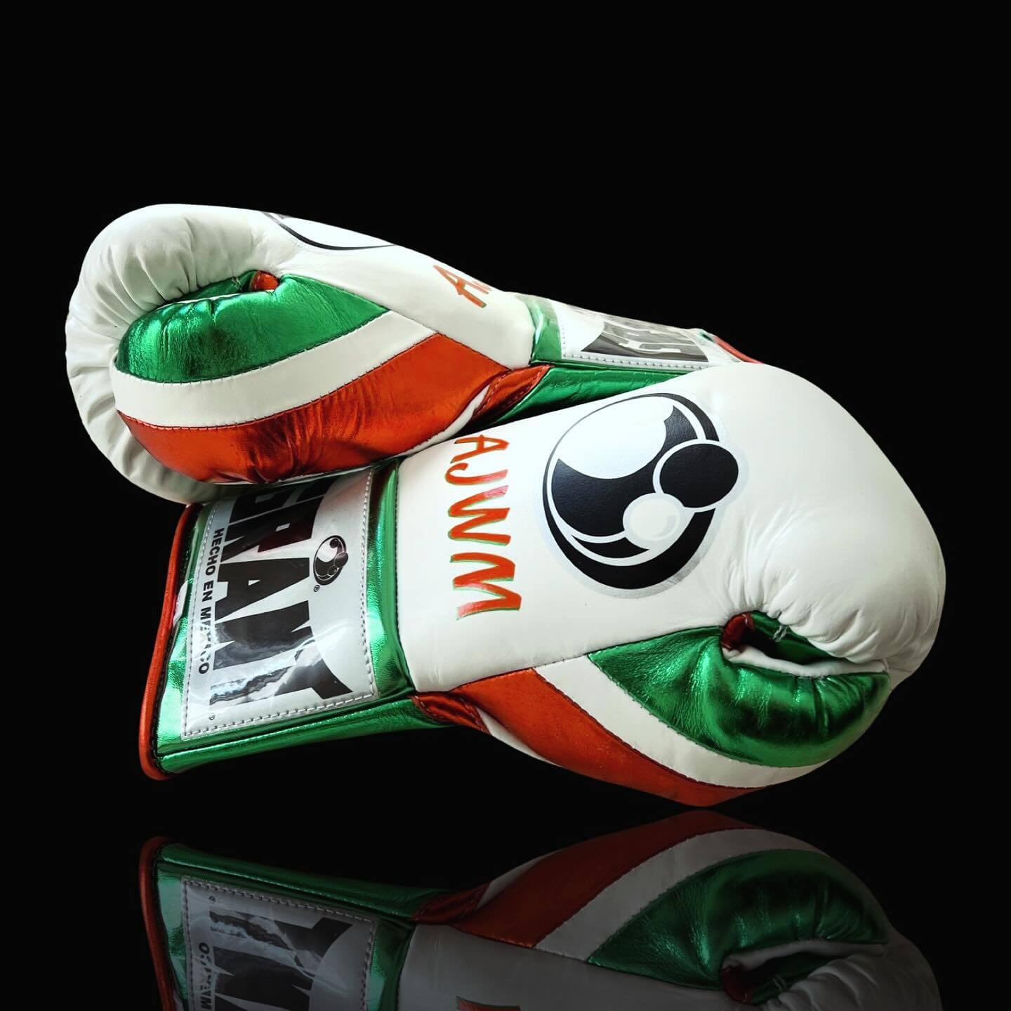 Grant White/Green/Orange Boxing Gloves Premium Gym Training Pair Thumb View