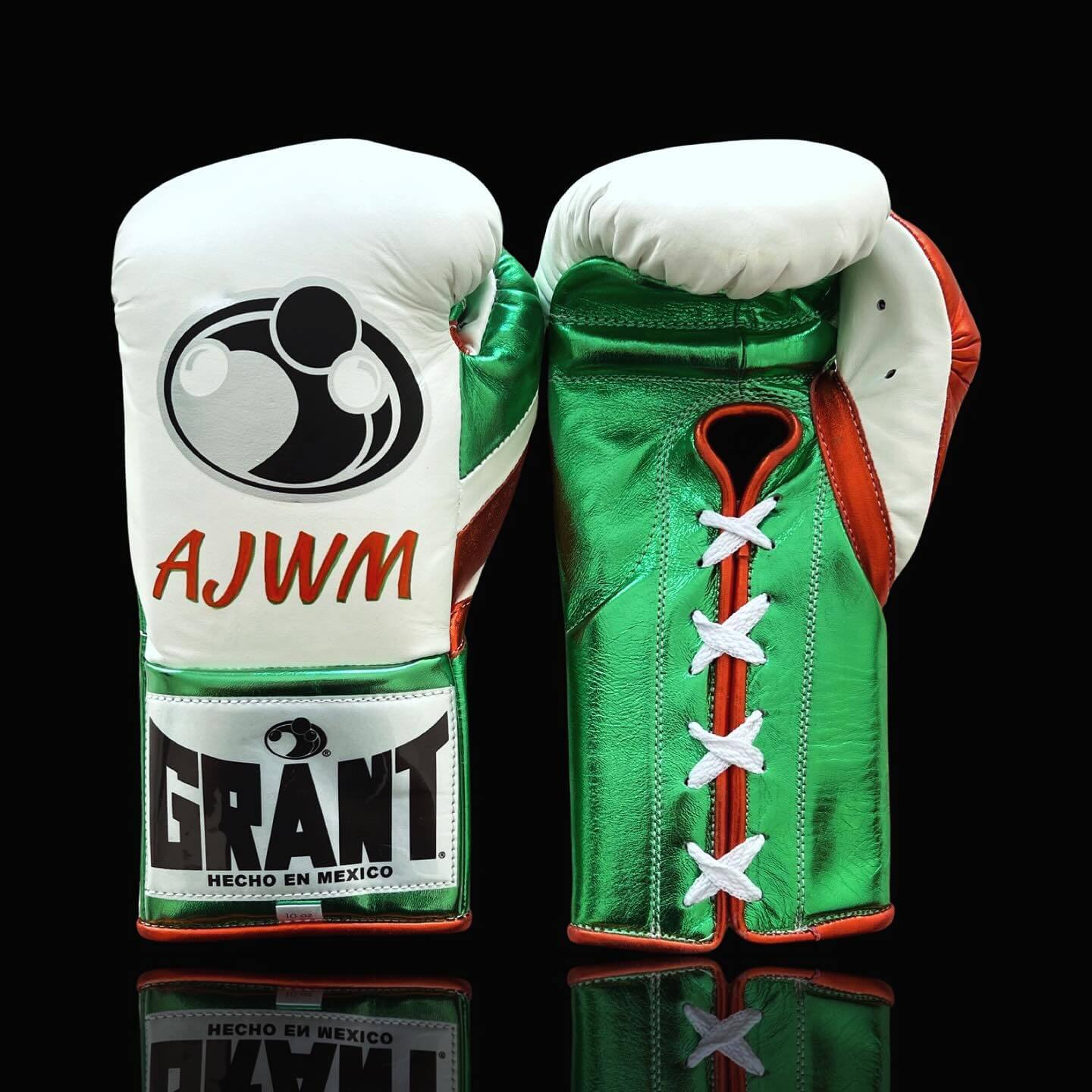 Grant White/Green/Orange Boxing Gloves Premium Gym Training Pair