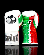Grant White/Green/Red 14oz Boxing Gloves Custom Sparring Gloves