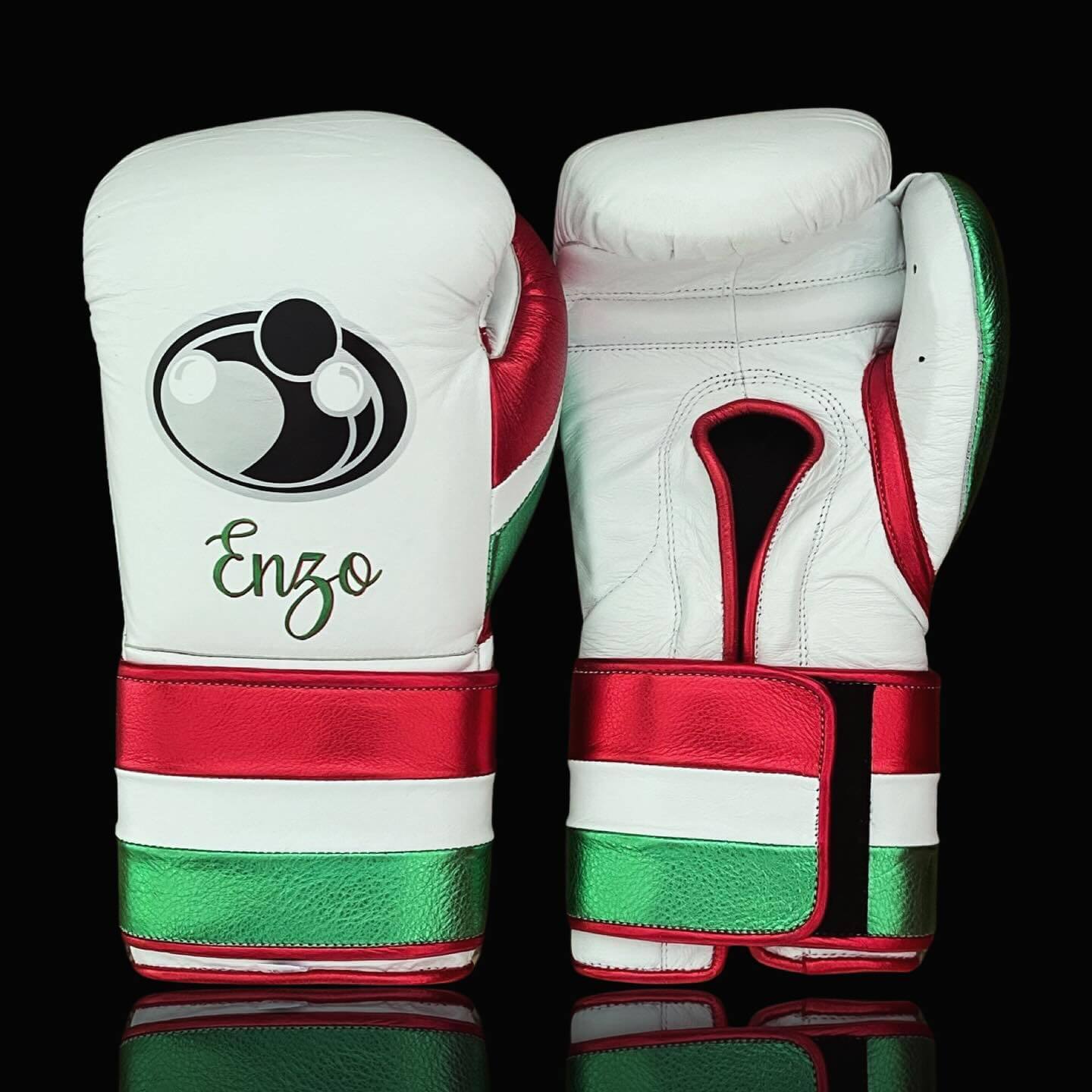 Grant White/Red/Green 14oz Boxing Gloves High Quality Gym Gloves