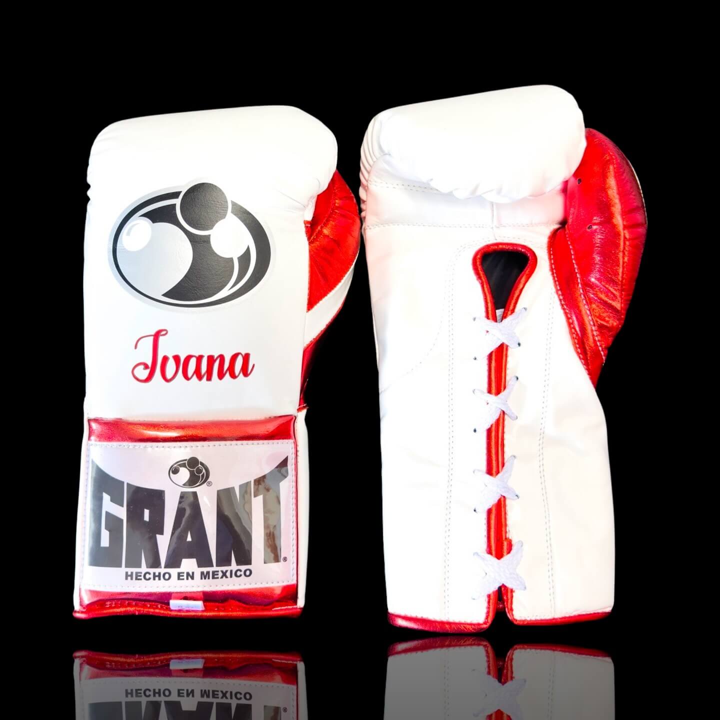 Grant White/Red 14oz Boxing Gloves Custom Sparring Gloves