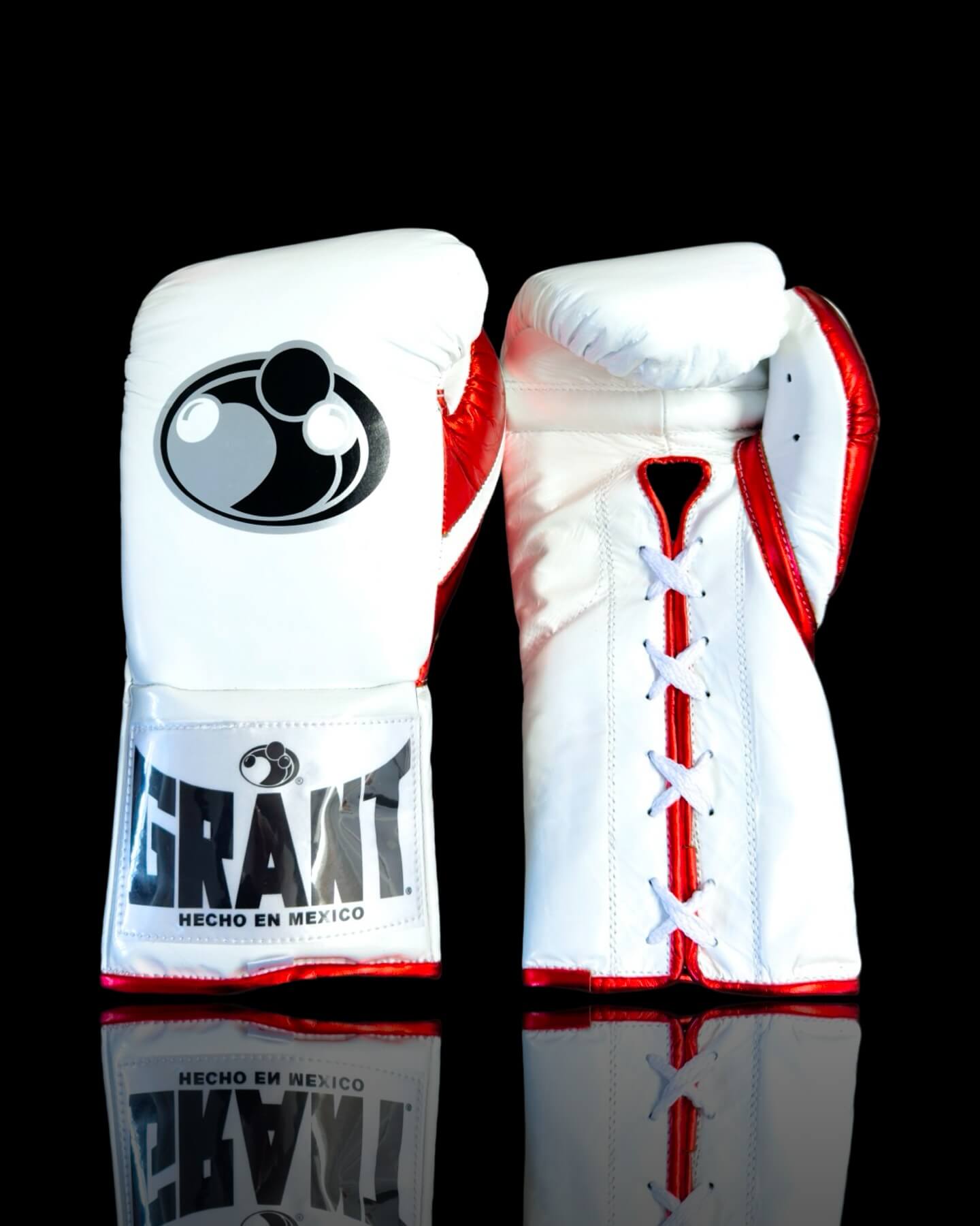 Grant White/Red Full View Leather Boxing Gloves