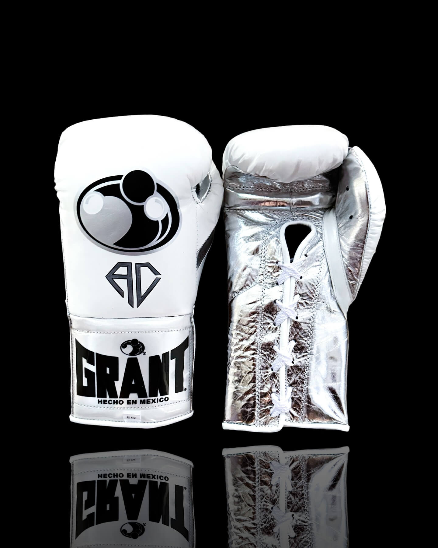 Grant White/Silver Leather Boxing Gloves Heavy Duty Training Pair