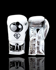 Grant White/Silver Leather Boxing Gloves Heavy Duty Training Pair