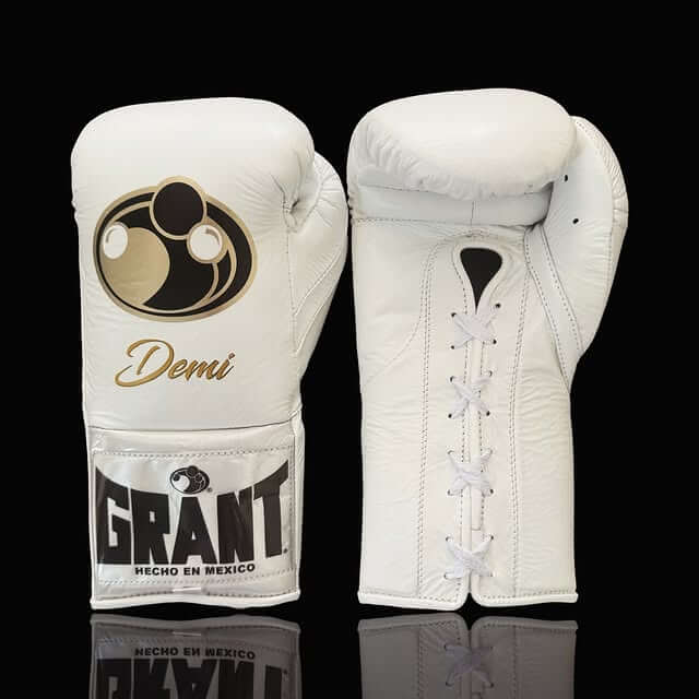 Grant White Leather Boxing Gloves Heavy Duty Training Pair