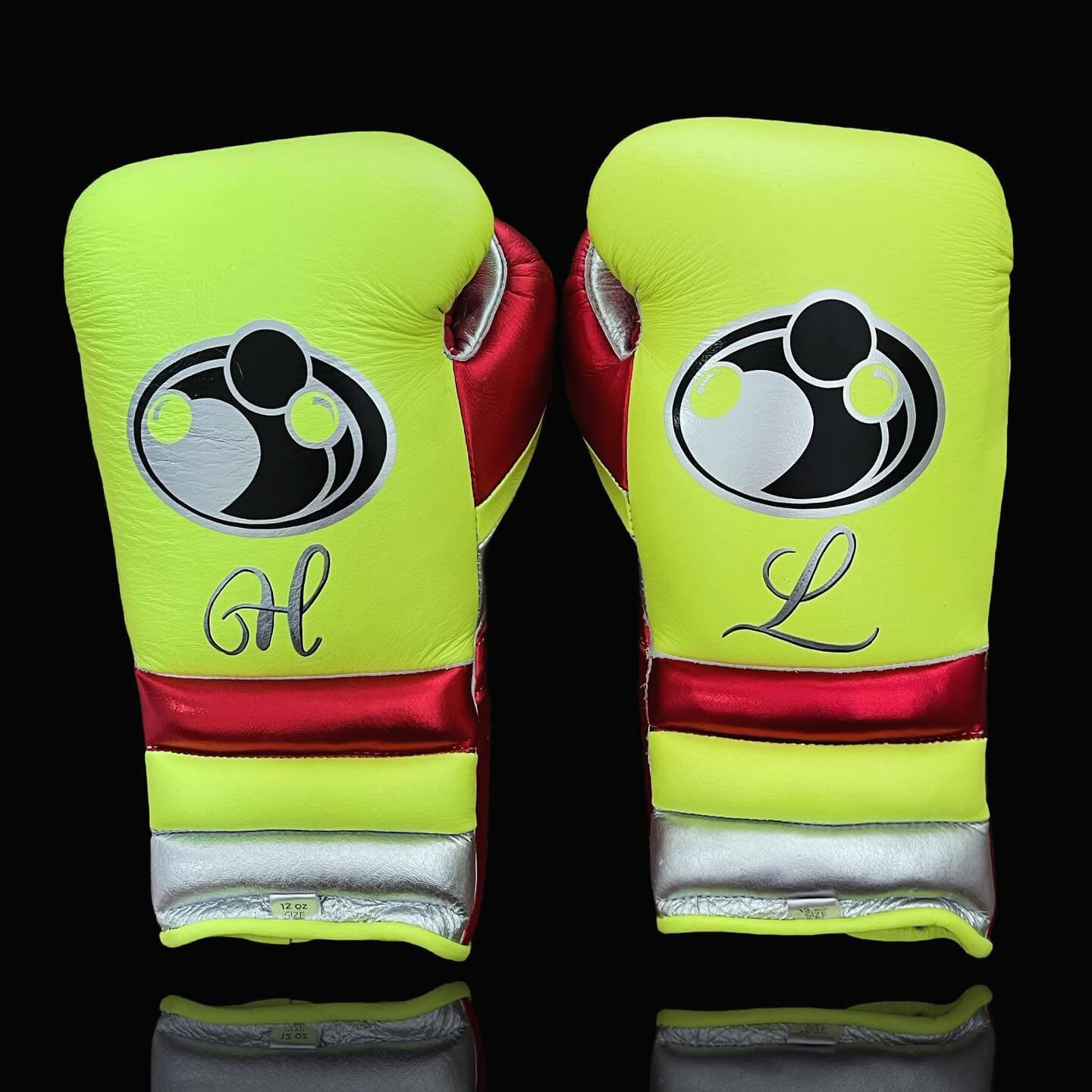 Grant Yellow/Red/Silver Boxing Gloves Durable Sparring Gloves Back View