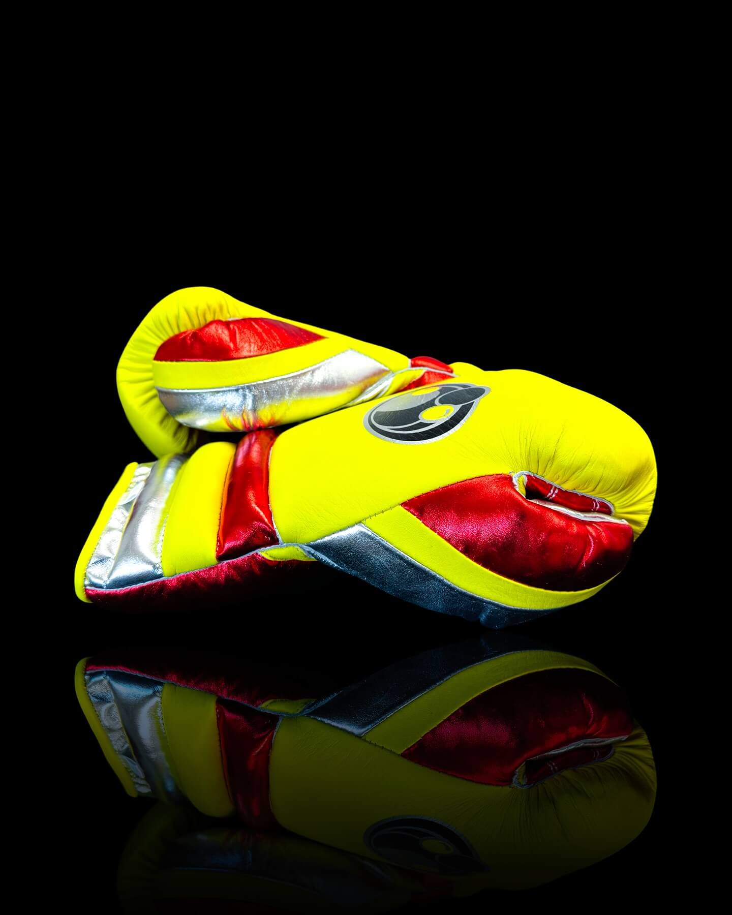 Grant Yellow/Red/Silver Boxing Gloves Premium Gym Training Pair Thumb View