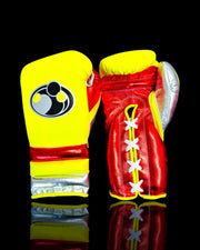 Grant Yellow/Red/Silver Boxing Gloves Premium Gym Training Pair