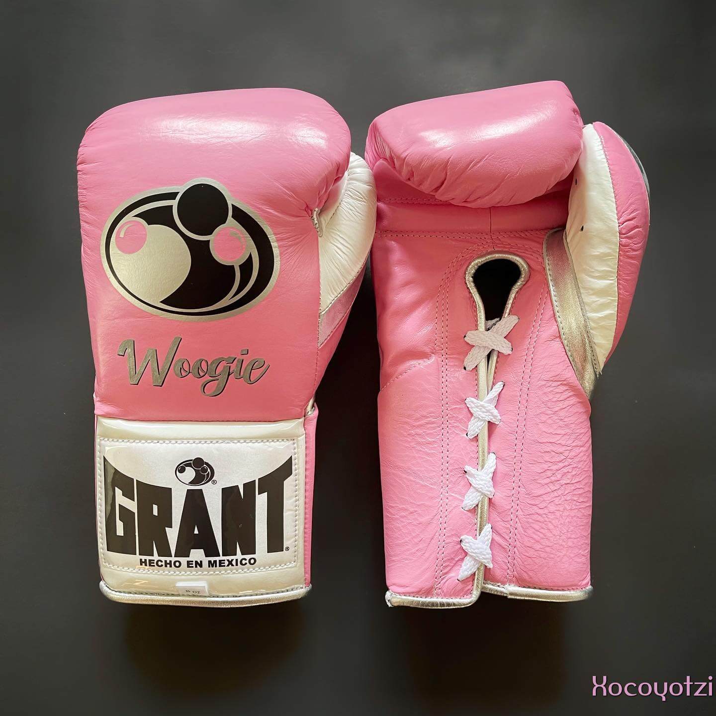 Grant Pink/White/Silver Boxing Gloves Premium Leather Training Pair