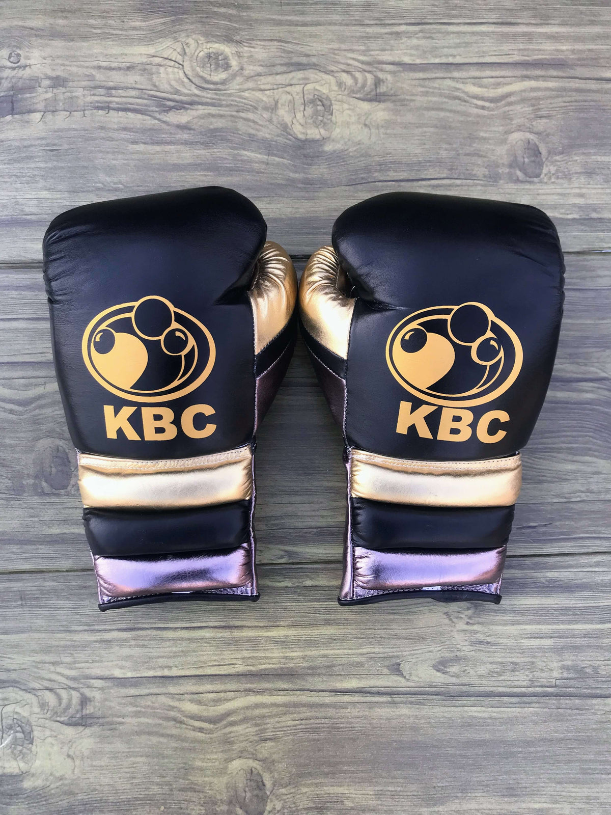 Grant Boxing Gloves Black/Grey/Gold Padded Leather Gloves Back View