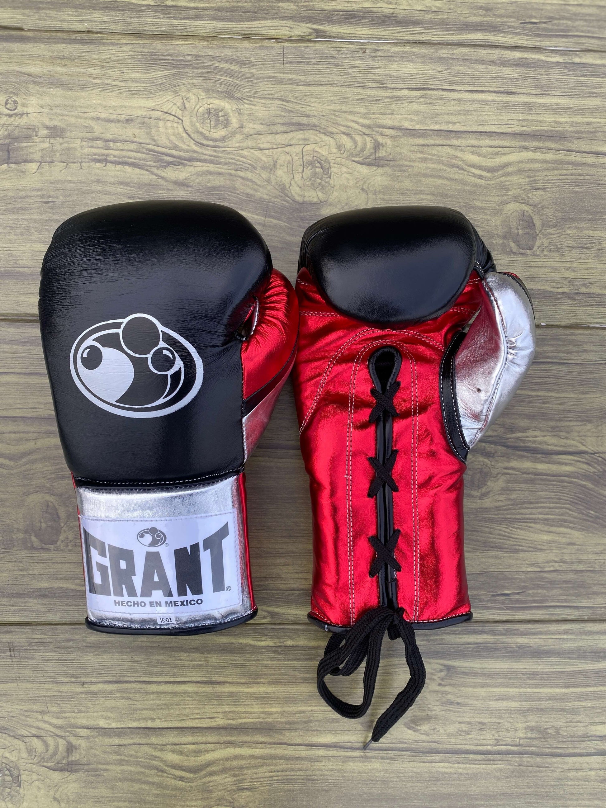 Grant Boxing Sets Black/Red/Silver  Gloves Front View