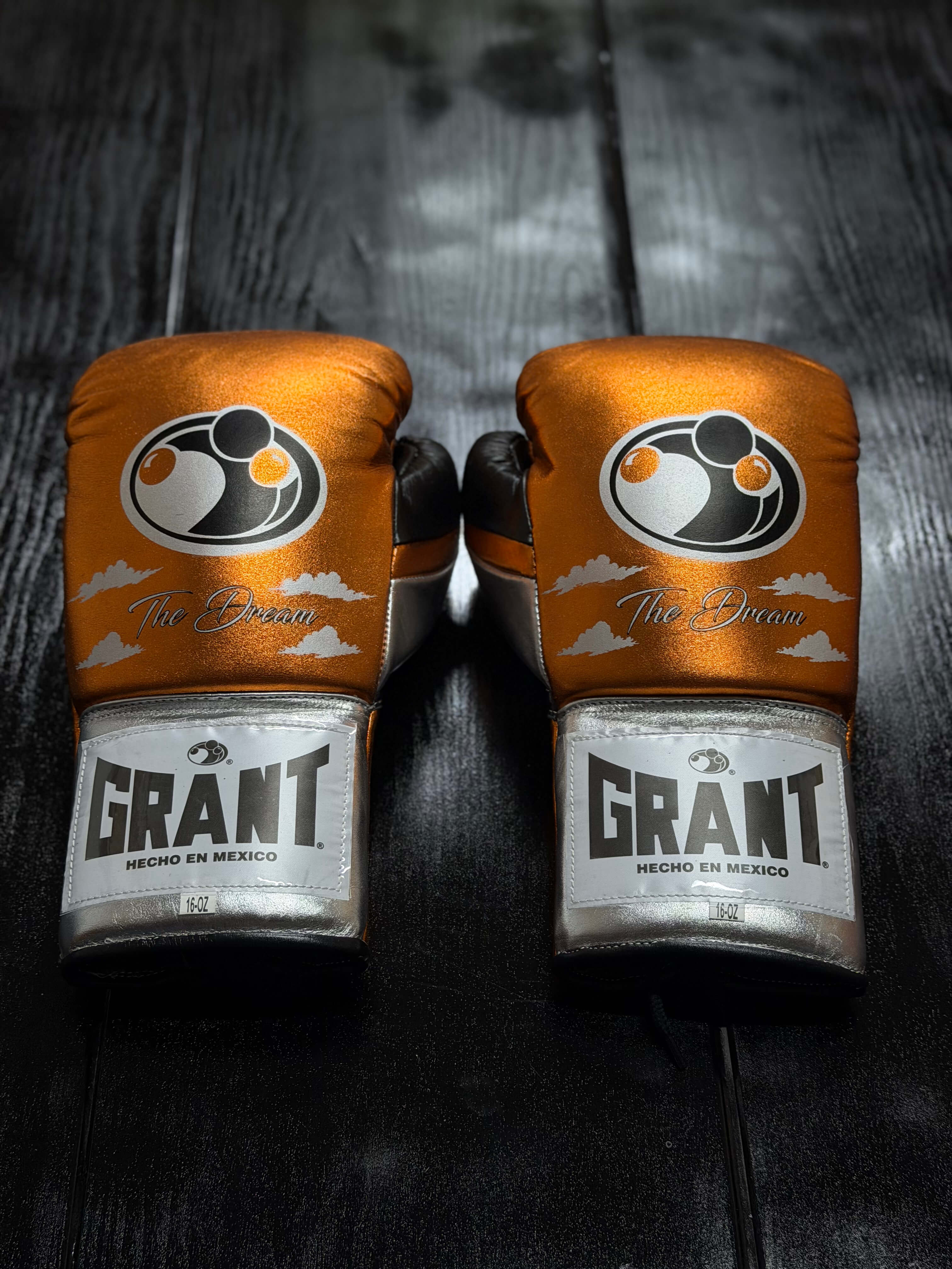 Grant Boxing Sets Orange/Grey/Silver Training Set with Gloves Back View