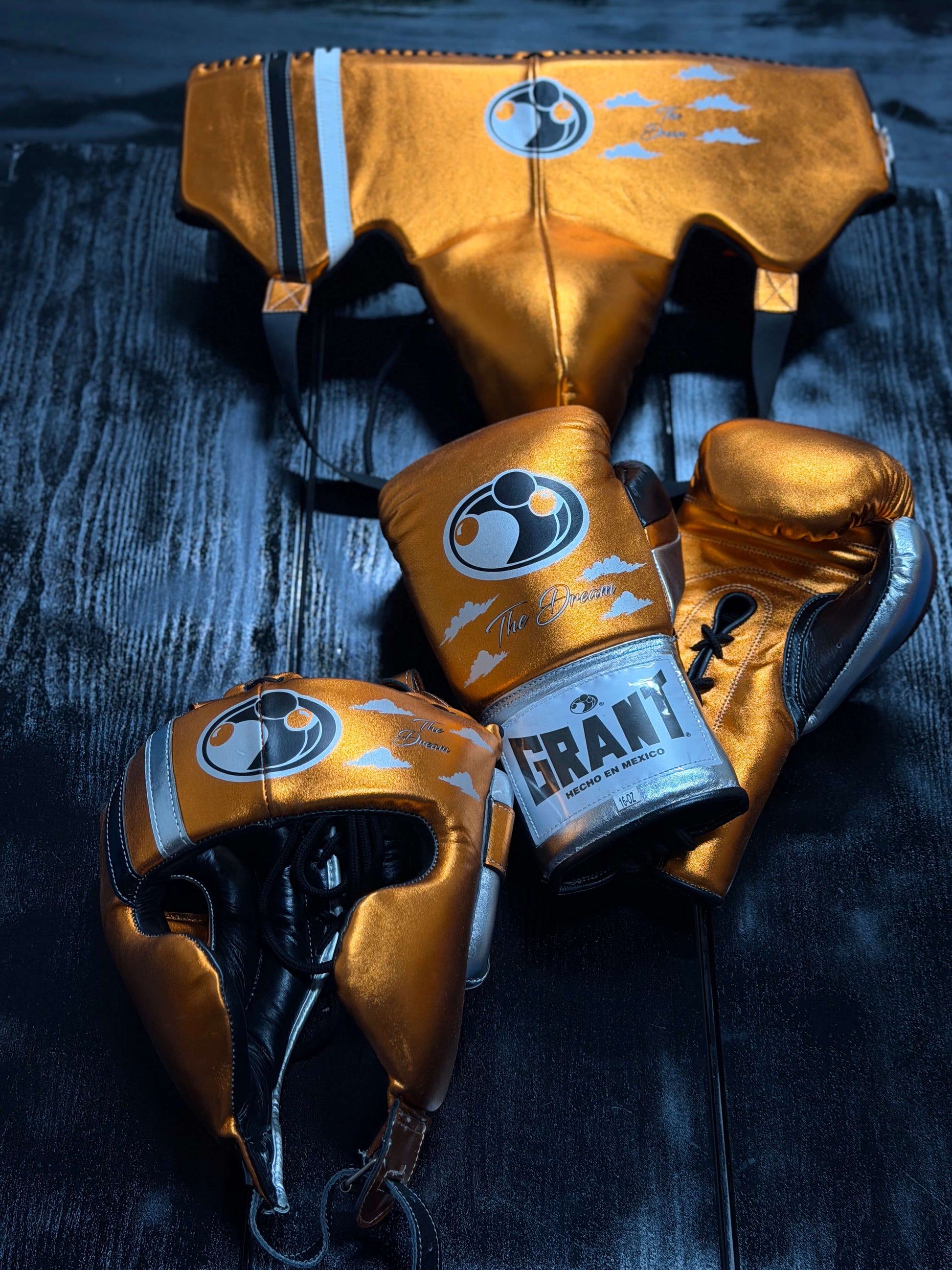 Grant Boxing Sets Orange/Grey/Silver Training Set with Gloves and Focus Mitts